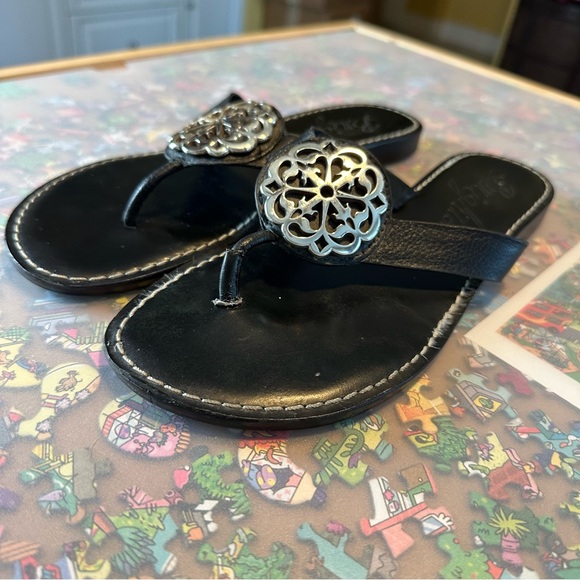Brighton Leather Sandals with Silver Buckle Accent - Picture 4 of 12